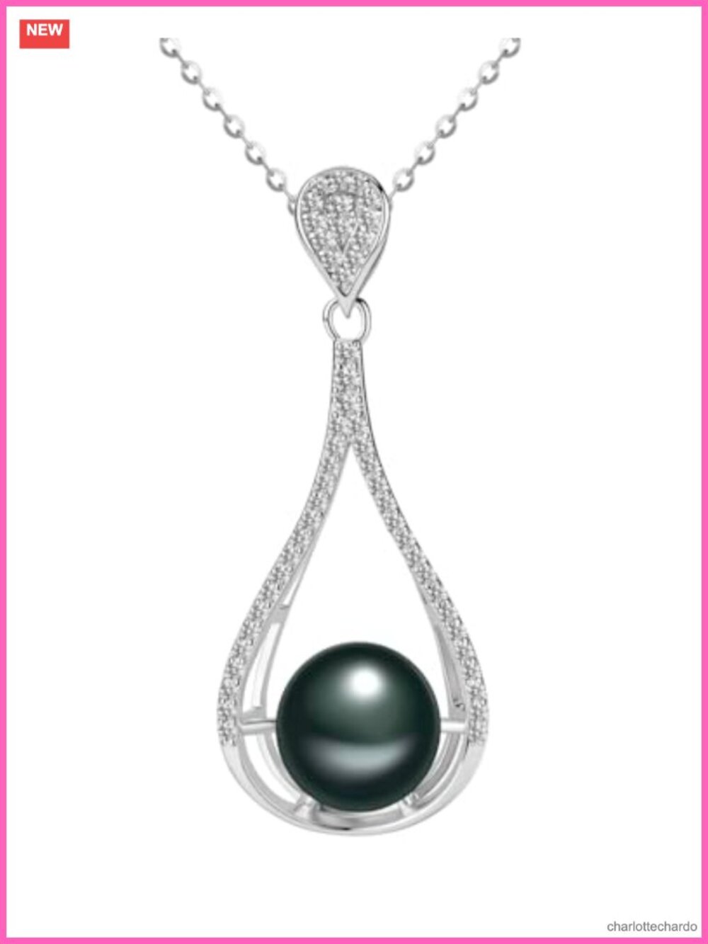 Tahitian Black Pearl Necklace, Natural Seawater Pearl, 925 Sterling Silver,